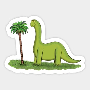 happy brontosaurus dinosaur cartoon Sticker